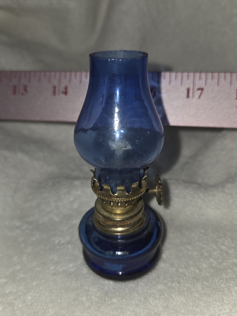 Blue Miniature Glass Oil Lamp - Decorative Home Accent